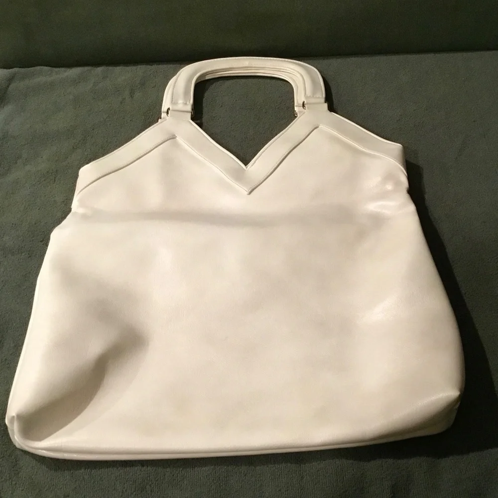 Vintage Naturalizer Cream Simulated Leather White Tote Bag